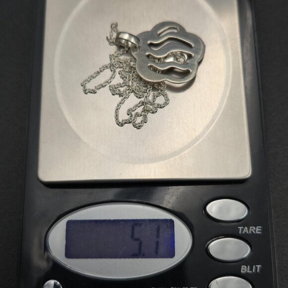 18 Inch Sterling Silver Cloud Cutout Style Pendant Necklace A6171 - Picture 7 of 7